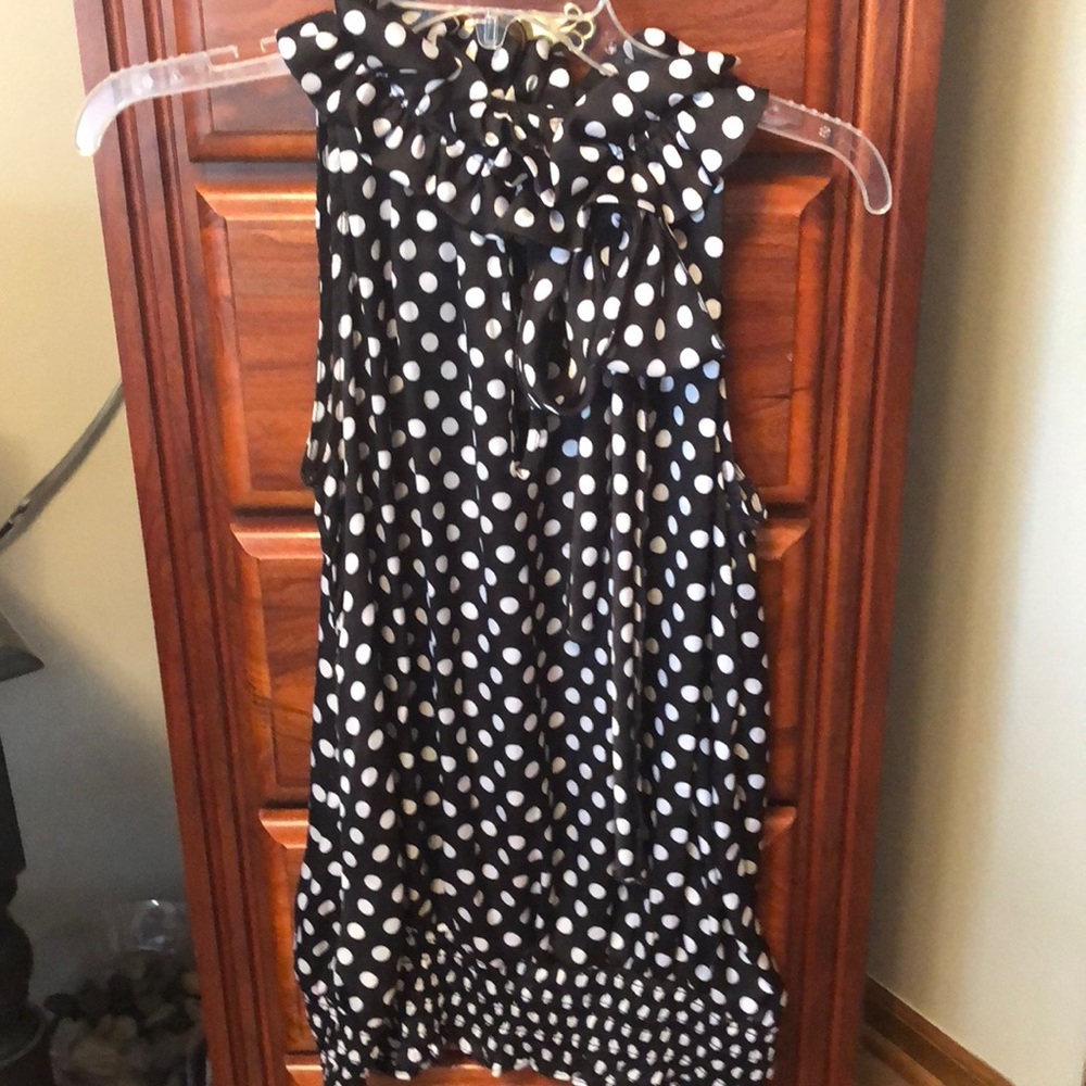 Sleeveless polka dot blouse - like new!!